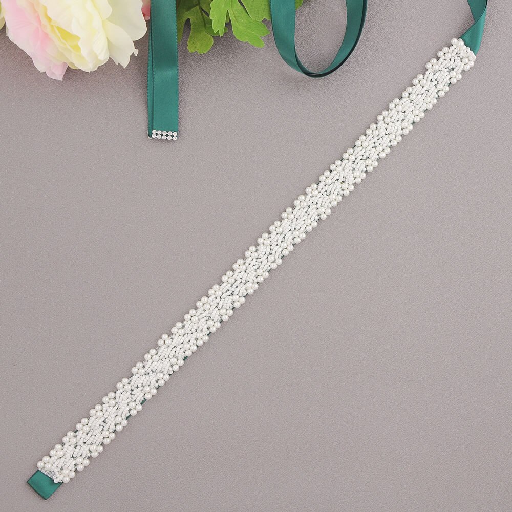 Wedding Sash Strass Zijden Lint Bruiloft Bruids Riem Crystal Sash Art Deco Strass Riem Wedding Sash Belt Bridal Gown: Green