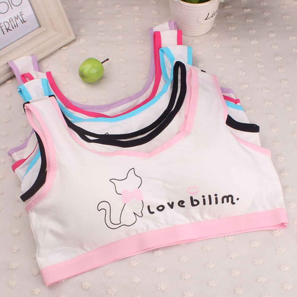 Kids Bra For Teenage Girls Cotton Children Girls Underwear Clothing Teen Sports Bra with Chest Pad Puberty Girl training Bra