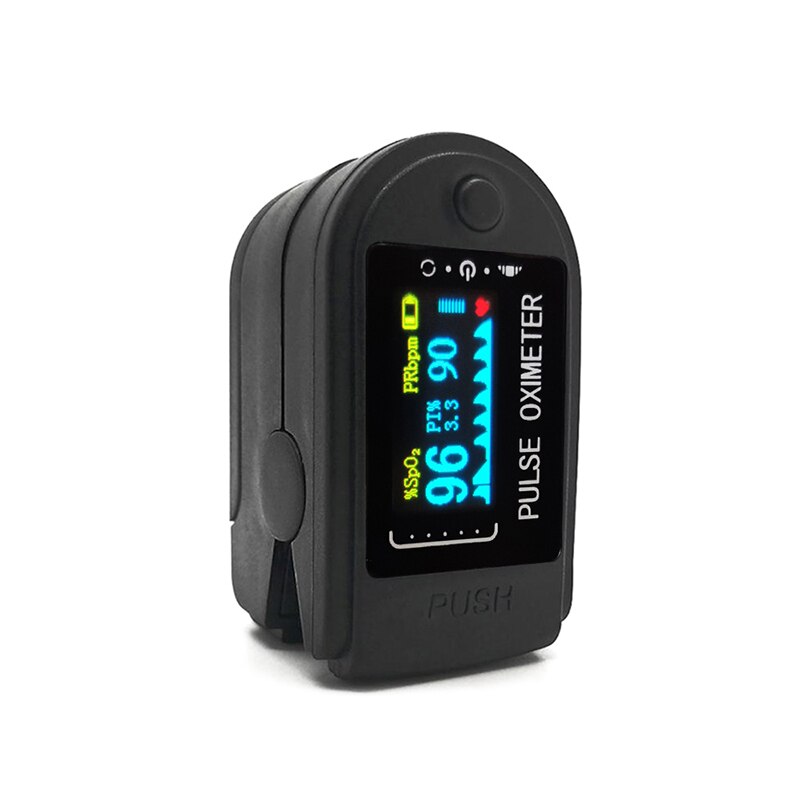 Oxímetro Oled SPO2 PR PI RR De pulso De Dedo con oxímetro De ritmo respiratorio Dedo con caja: Black