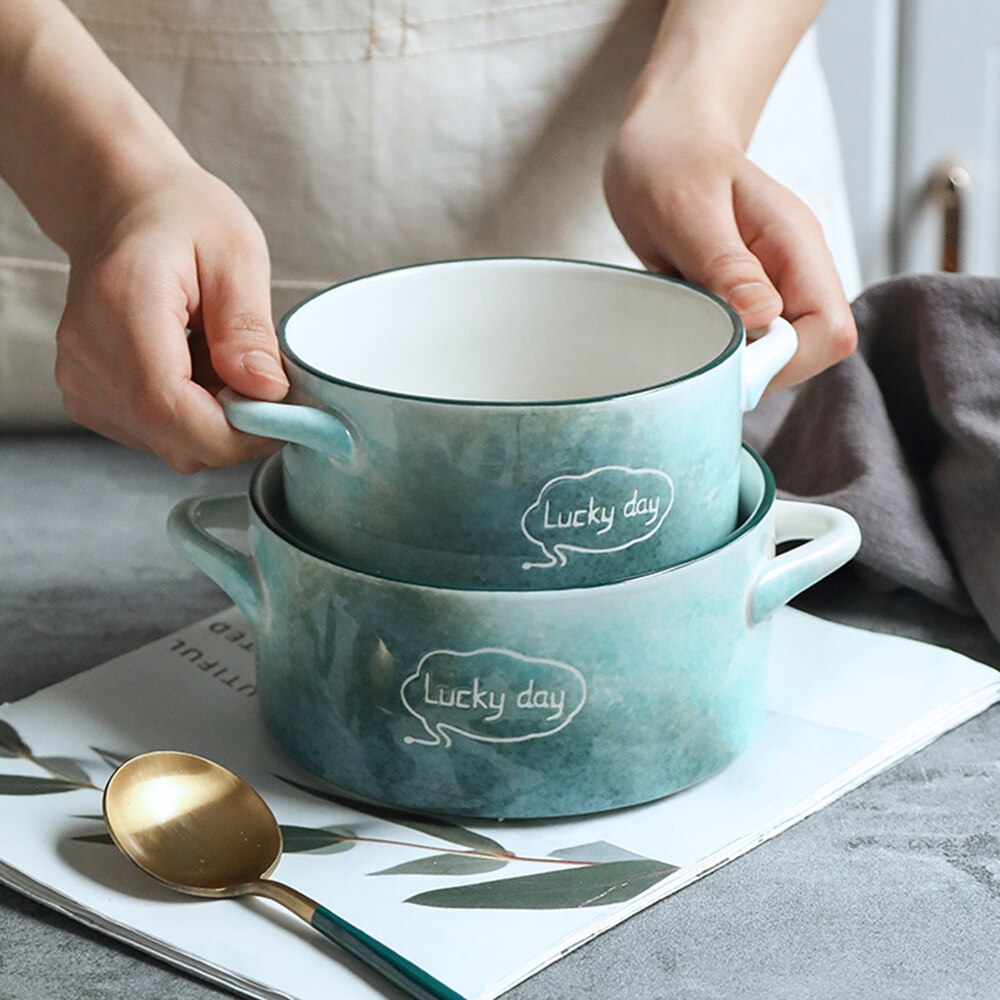 Lucky Day Round Square Ceramic Soup Plate For Oven Microwave Home Hotel Kitchen Breakfast Lunch Dinner Salad Fruit Plate