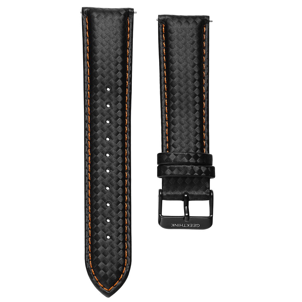 Leren horlogeband 20mm 22mm snelontgrendelingsband voor gear  s3 s2 klassieke breedte vervangende luxe zwarte koolstofvezelband: Oranje / 20mm of  s2 klassiek