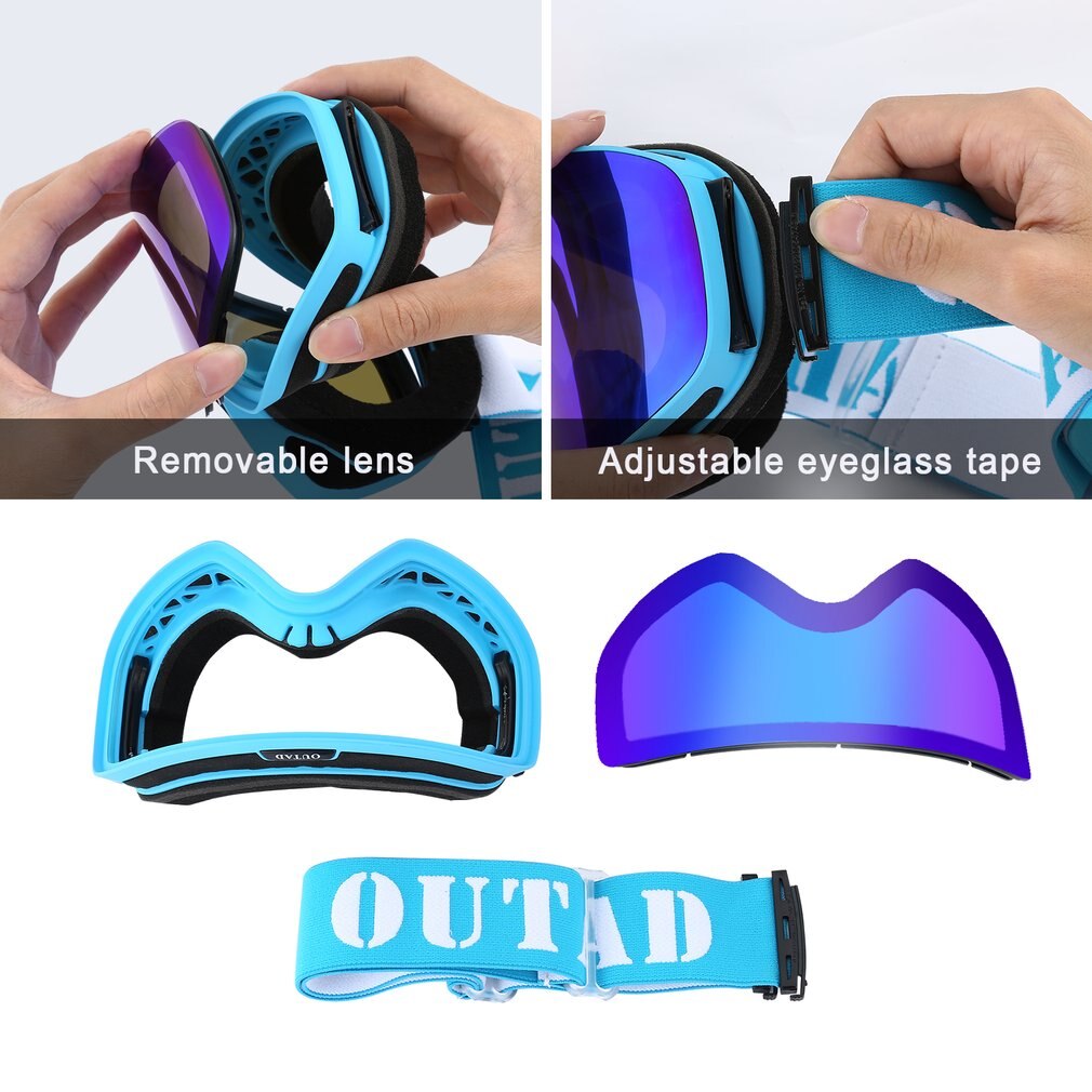 OUTAD Double Layers Ski Goggles UV Anti-fog Protection Glasses Outdoor Sports Skating Skiing Goggles Snow Snowboard Eyewear