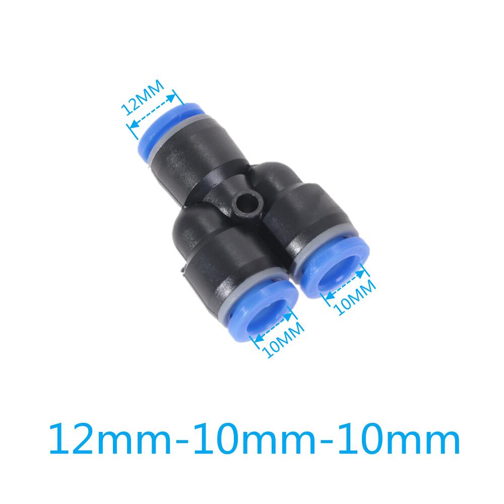 "Y" Pneumatic Connector Tee Union Push In Fitting for Air Pipe joint OD 4 6 8 10 12 14 16MM Pneumatic Fittings PY: PY-12-10-10MM
