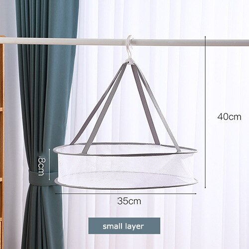 Double-Layer Clothes Drying Net Mesh Hanging Flat Clothes Drying Rack Collapsible Toys Dryer For Household drying socks: Small layer
