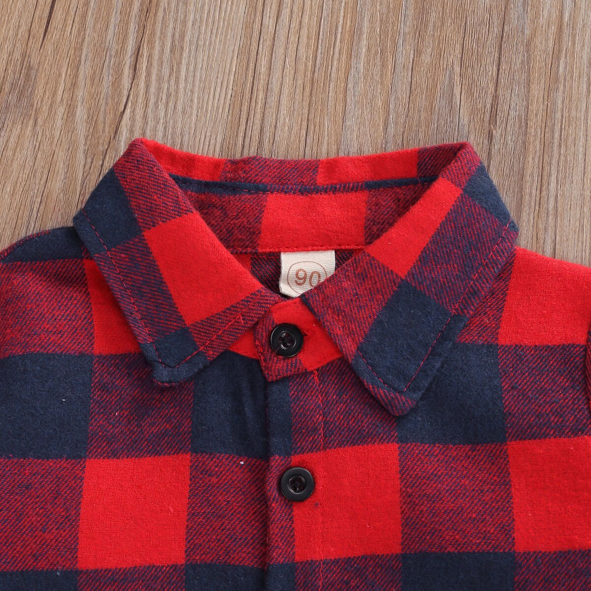 Jungen Kleinkind freundlicher Plaid Hemden Revers Nacken lang Ärmel Taste Nieder Spitzen