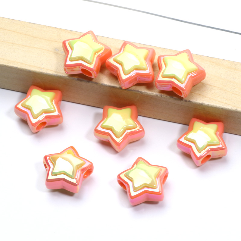 10pcs 17mm AB Star Beads UV Pentagram Acrylic Beads For Jewelry Making Diy Bracelet Phone Chain Keychain Handmade Accessories: GRAY