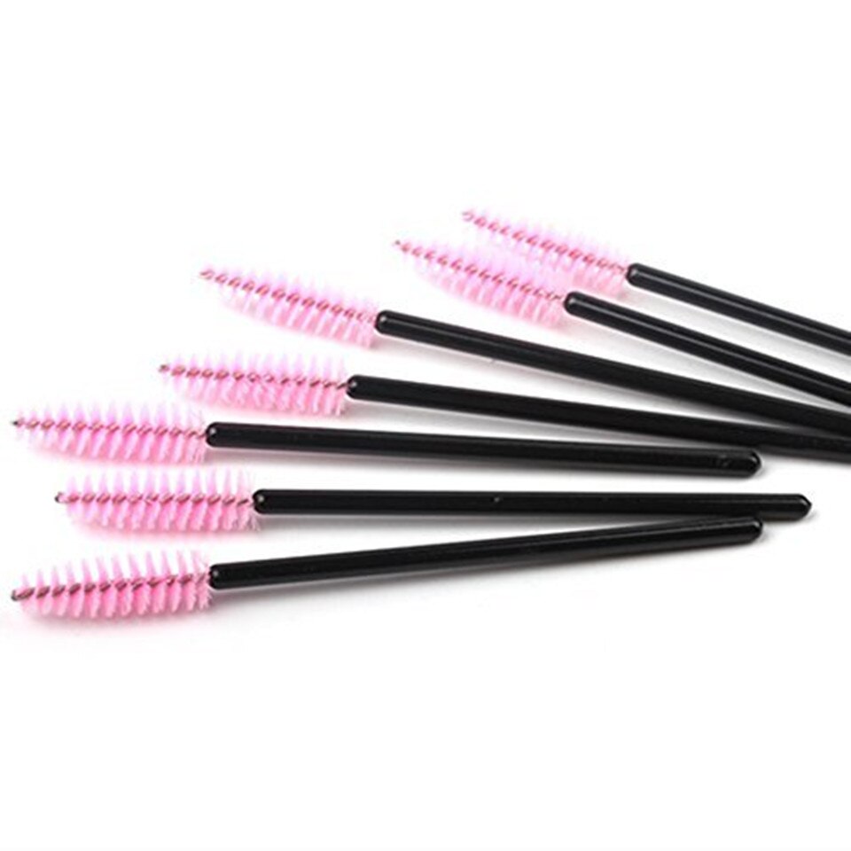 50Stck Wimpern Pinsel Einweg Wimpern Verlängerung Pinsel machen-hoch Kosmetische Werkzeug für Wimpern Reinigung Maskara Zauberstäbe Applikator: Schwarz Rosa