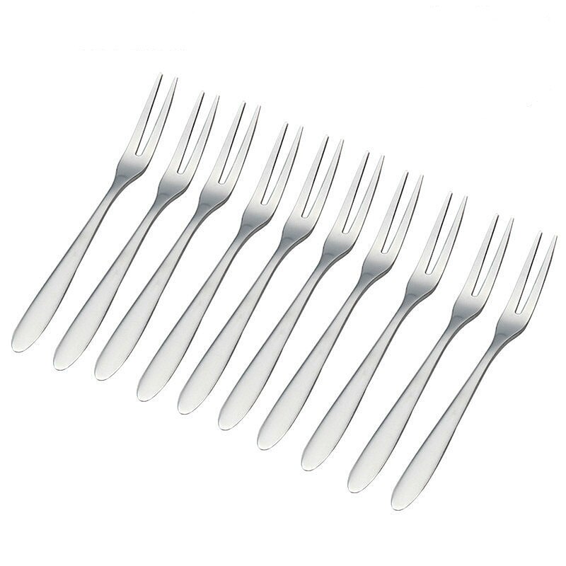Stainless Steel Two-tine Fork set Fruit Fork Tableware Multiple Use Snack Cake Dessert Forks Cafeteria Home Flatware @1