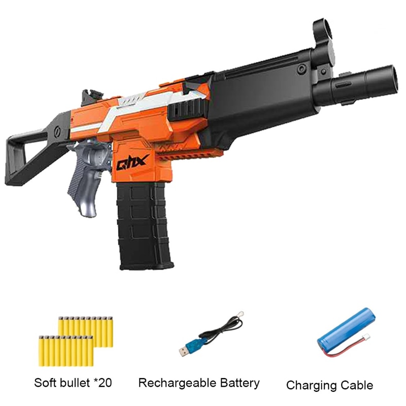 Safety Electric Toy Rifle Outdoor Fun Kids Dart Blaster Toy Gun Electric Burst Soft Bullet Gun Suit Birthday