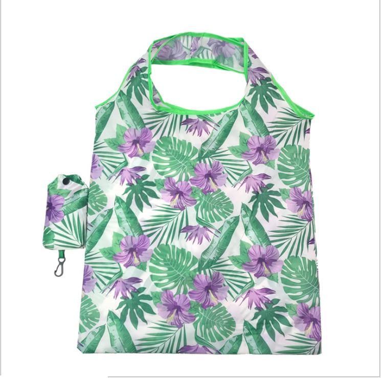 Shopping Bag Floral Print Reusable Foldable High Capacity Portable Eco-friendly Storage Bag: E