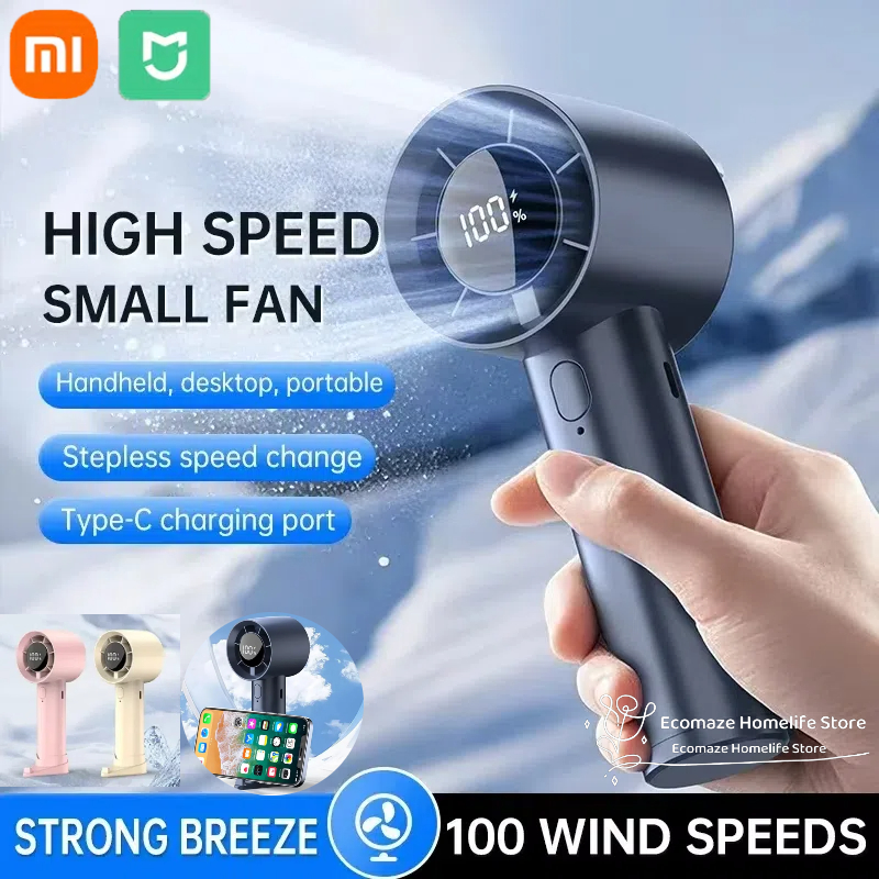 Xiaomi Przenośny mini Wiatraczek Chłodzący Lodem, 100 Prędkości, Mocny Wiatrak, Szybki Ładowanie USB, Podstawka strąk Telefon 2025