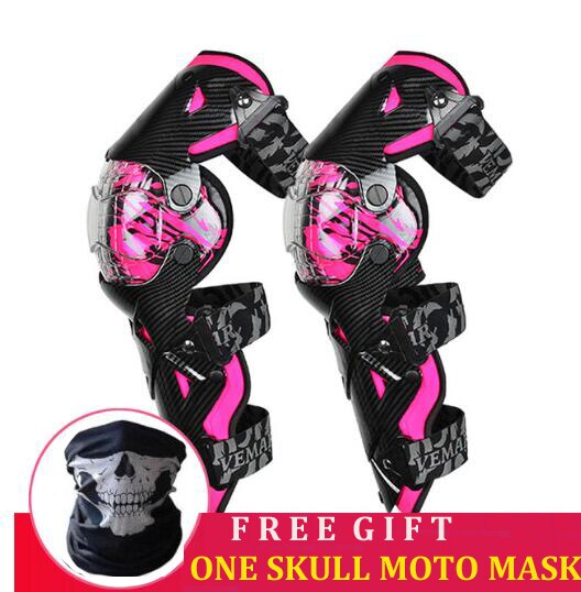 VEMAR Motorcycle Knee Pads Racing Moto Knee Guards CE Motocross Protection Riding Safety Protective Gear Adults Knee Protector: E-18 Pink