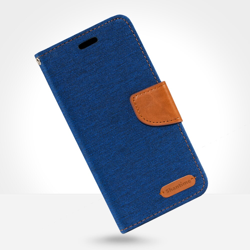 Pu Leather Flip Case Voor Wiko Y82 Business Case Voor Wiko Y82 Kaarthouder Siliconen Fotolijst Case Wallet Cover: Blue