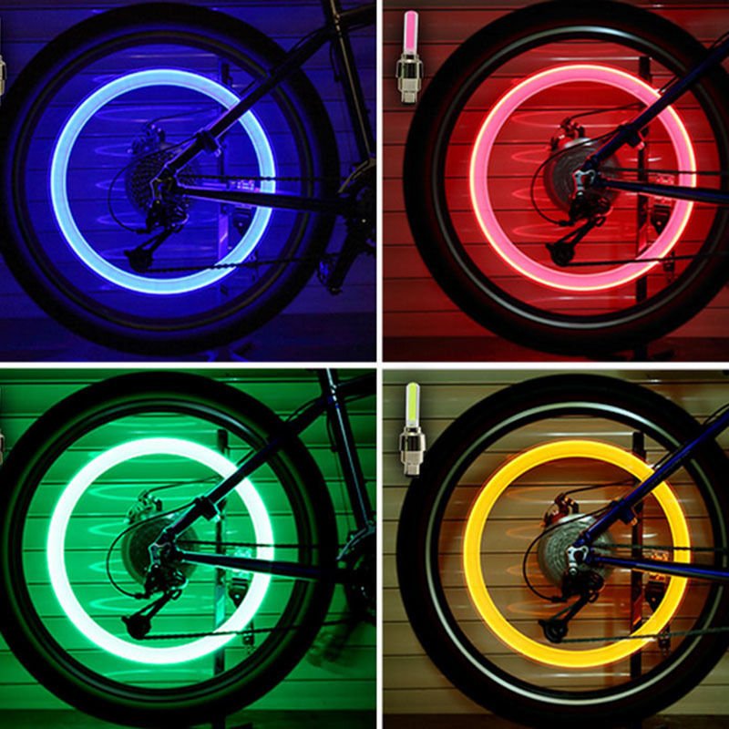 Tyre Wheel Valve Cap Light Led Lamp Neon Lights Geweldig Voor Auto Motorfietsen Fiets Ventieldopjes Bike Light Kleur band Licht
