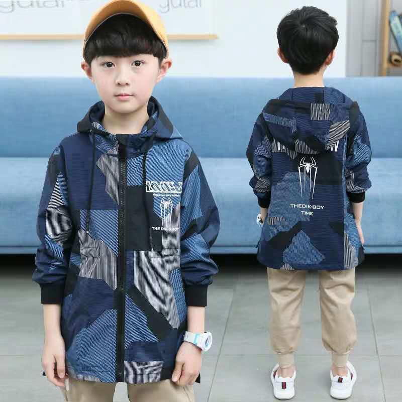 Kinderen Jas Jas Voor Jongens Lente Hooded Windscherm Jas Kinderen Uitloper Waterdichte Lange Stijl Casual Sport Camouflage Jas