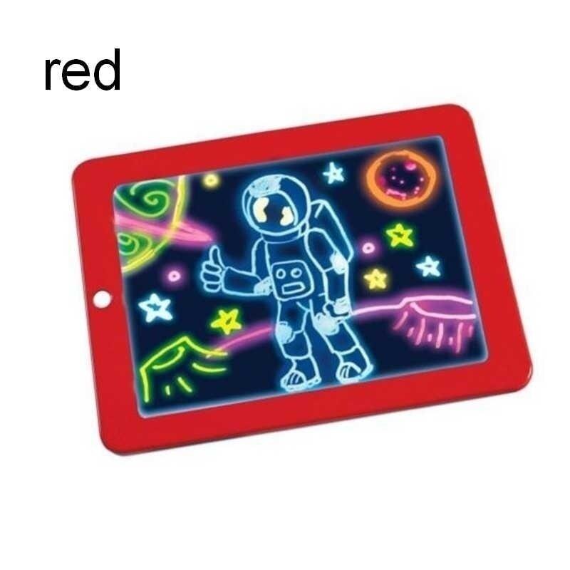 LED Artboard Interesting Cartoon Blue/Red Art Manual Graffiti Magic Drawing Board Student Painting 3d Painting Board: RED