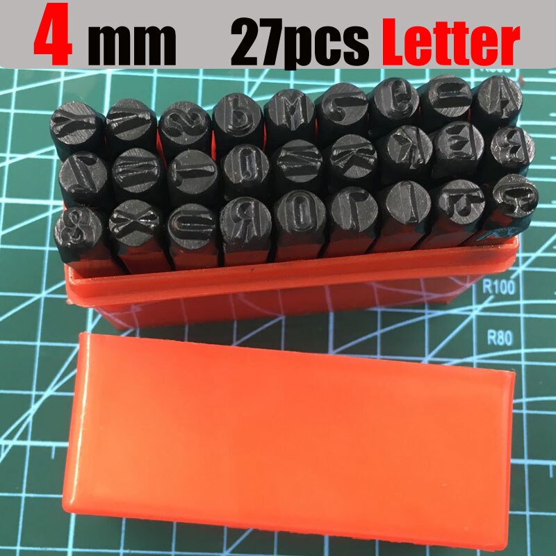 Outil d'estampage en métal en acier noir numéro arabe outil de poinçon de presse lettres anglaises estampes sculptées LOGO en cuir joints en métal fournitures: 4mm Letter