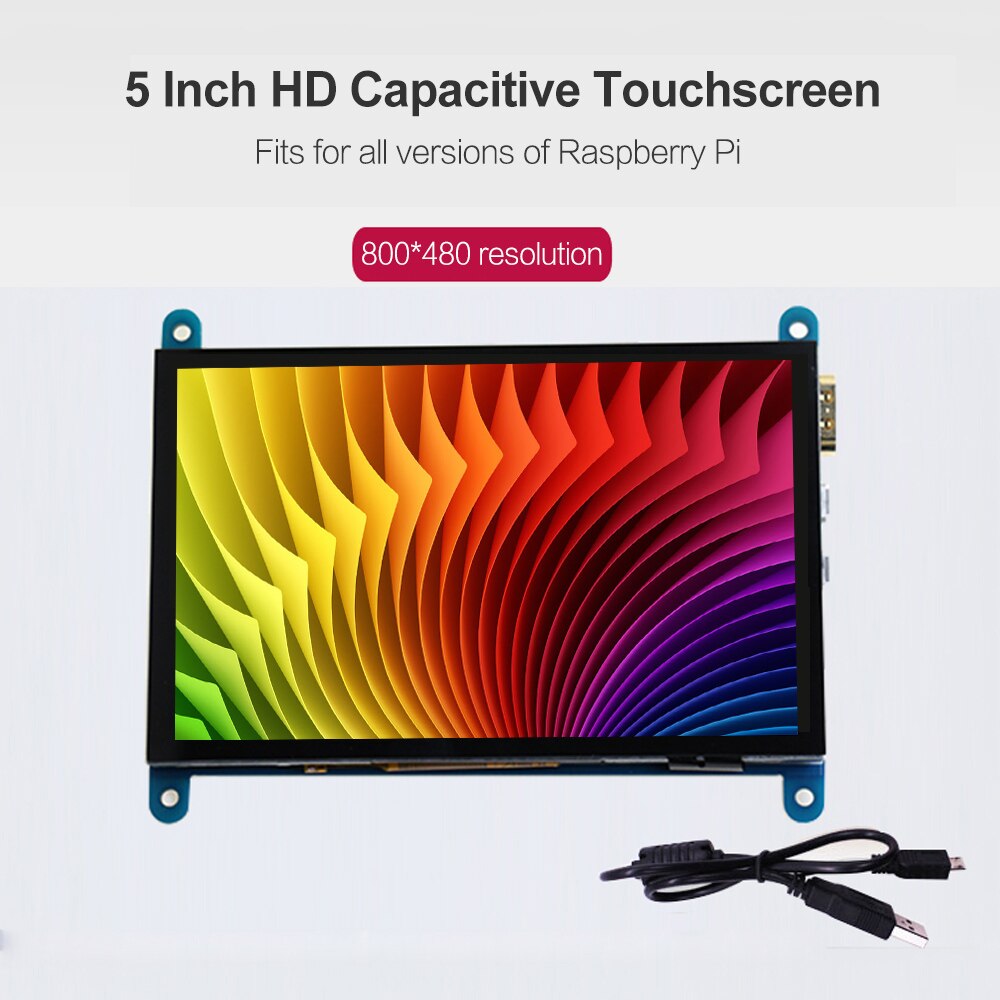 5 Inch HD Capacitive Touchscreen Display 800*480 Resolution Small Portable Monitor with USB HD Interface Compatible Raspberry Pi