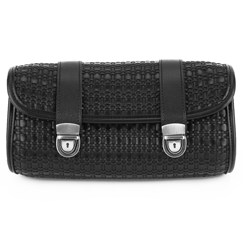 Motorcycle Tool Bag Universal Storage Bag Retro Leather Handlebar Saddle Barrel Pouch Motocross Saddlebag Side Bag Waterproof