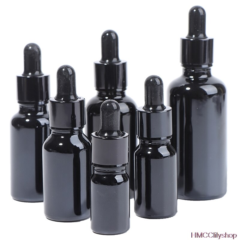 5ml-50ML Ätherisches Öl Schwarz Glas Tropfer Flaschen Leere Euro Schwarz Deckel Nachfüllbar