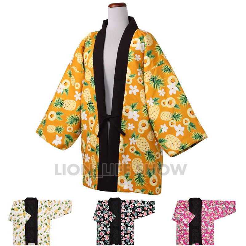 Japanse Mannen Vrouwen Hanten Winter Warm Gewatteerd Katoen Kimono Haori Jas Outterwear Unisex