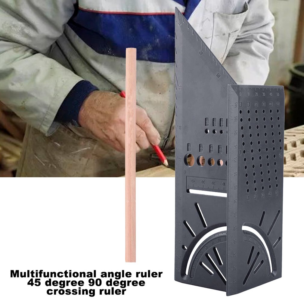 Multifunktions firkant 45 grader 90 grader lineal 3d træbearbejdning stop type måler stop punkt lineal vinkel måling firkant lineal