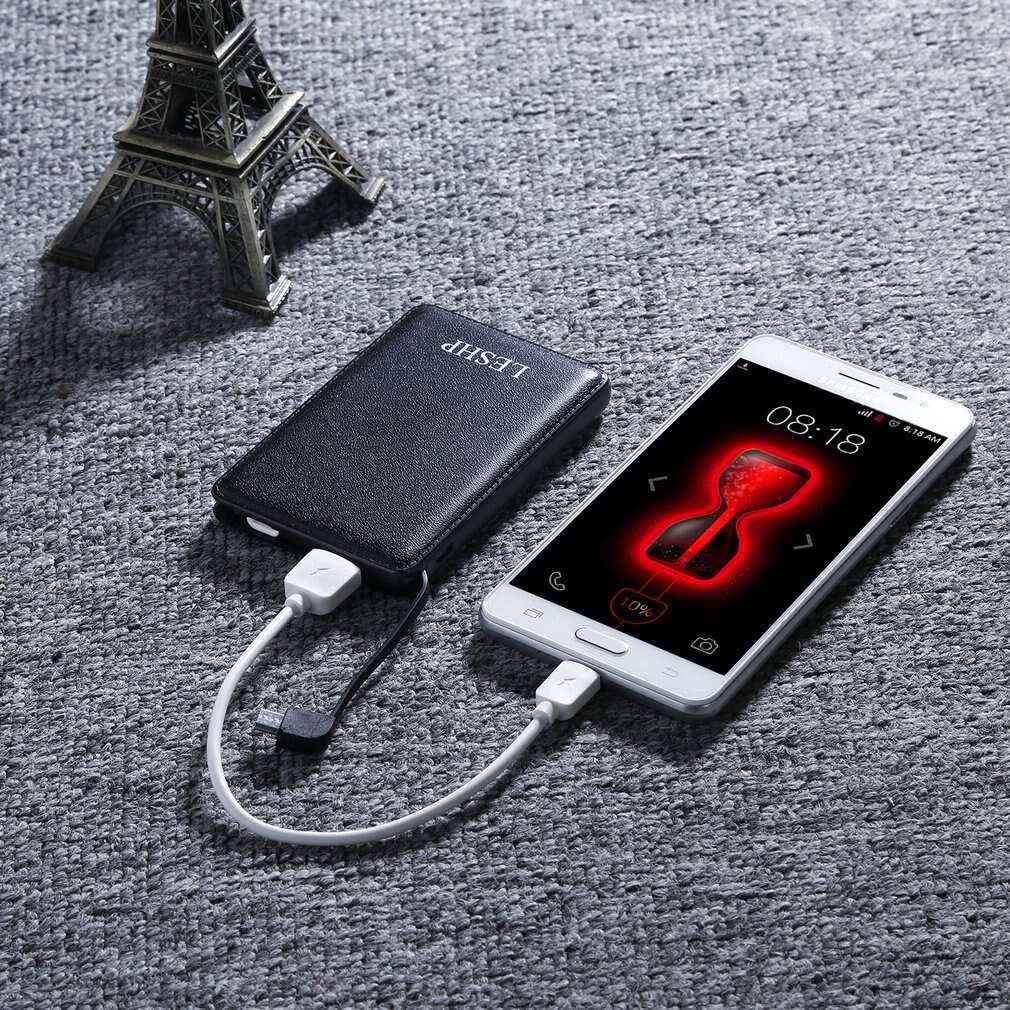 LESHP Black Super-high 5000mAh Capacity 5V 1A Lightweight Portable Easy to Carry Compact Fast-charging Power Bank