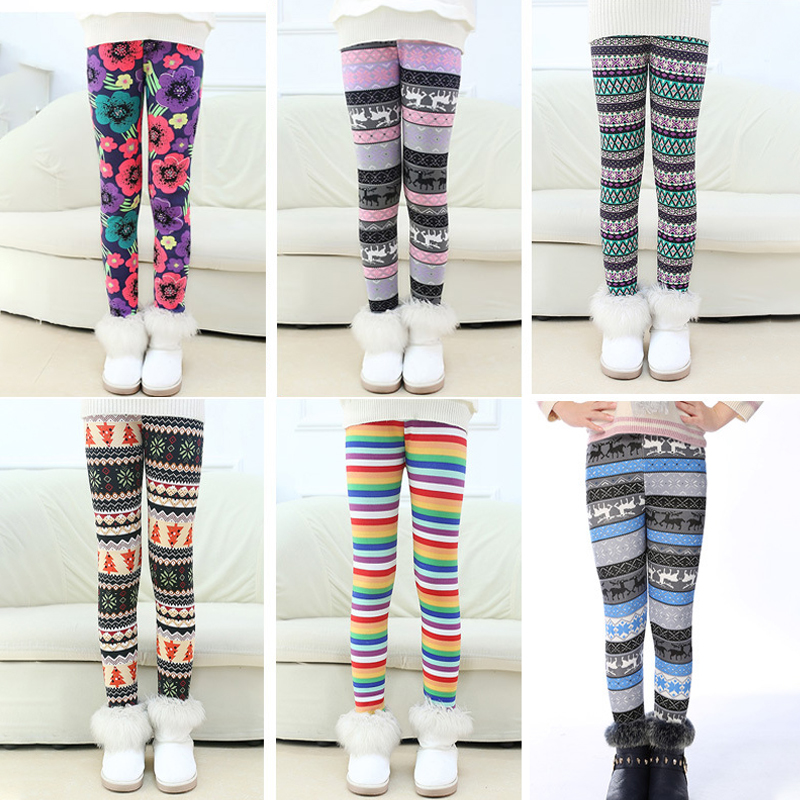Leggings con estampado Floral para niños y niñas, pantalones pitillo cálidos para Primavera, invierno,