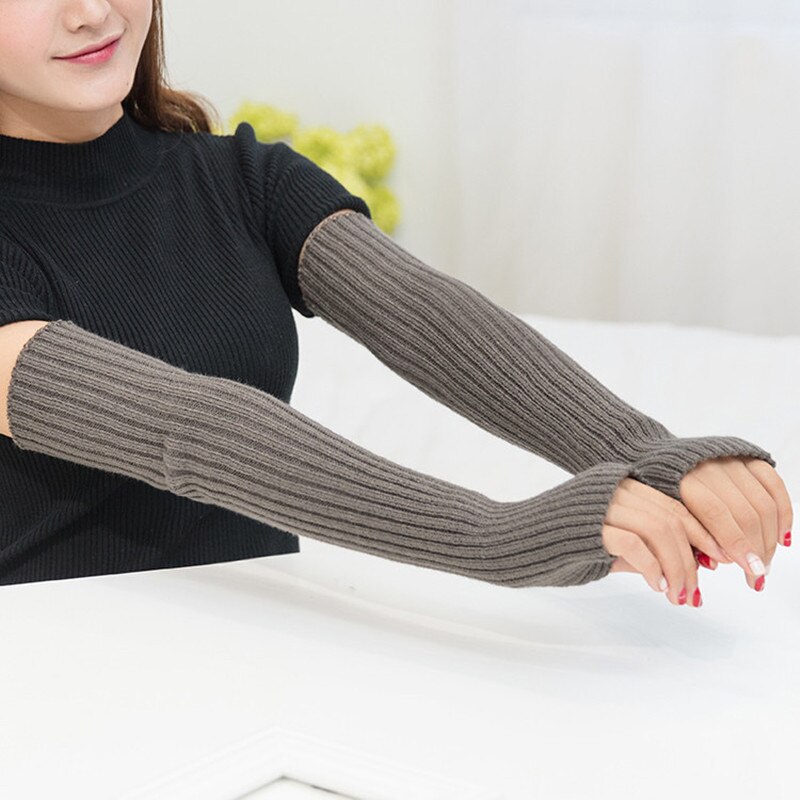 50cm Long Fingerless Gloves Arm Sleeves Arm Warmer Oversleeves Knitted Mittens Goth Clothes Gloves Women Cosplay Accessories