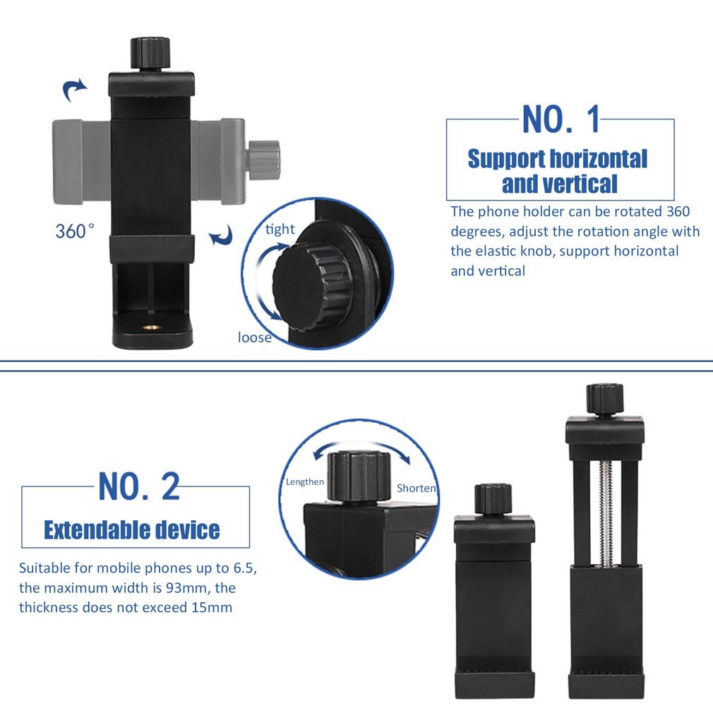 Adaptador de montaje para trípode de teléfono móvil, soporte Vertical y Horizontal, Grabación de Vídeo para teléfonos inteligentes Android y iPhone