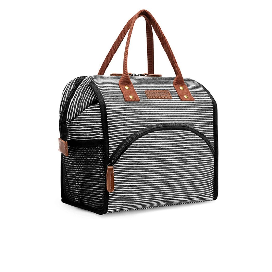 oxford stor kapasitet lunsjpose isolert lerret matpose tote piknik termiske kjøleposer kvinner lunsjboks bolsa termica  w405: stripe