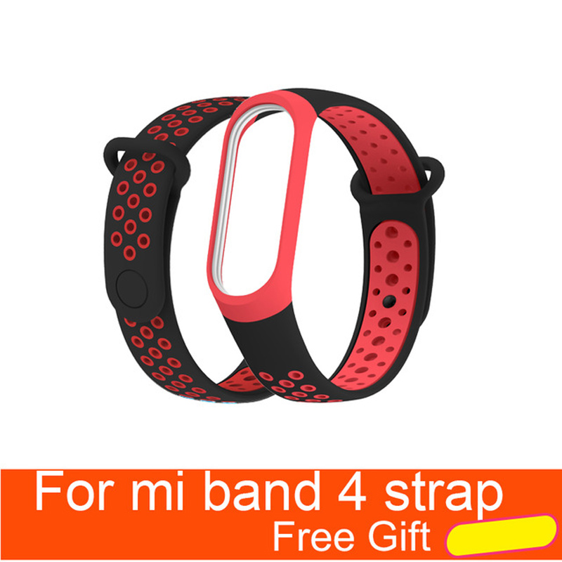 Per Xiao mi mi fascia 4 Cinghia di Accessori per Articoli Elettronica smart sostituzione impermeabile Doppio Braccialetto Del Silicone Di Colore per mi Band4 NFC cinturino Da POLSO: black red