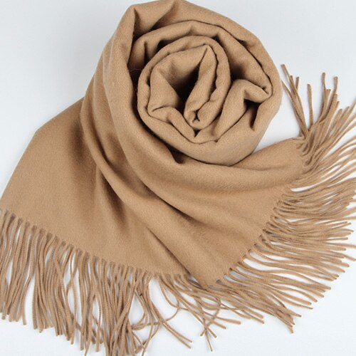 FURTALK 100% bufanda de lana de cordero para mujer Cachemira bufanda de lana Pashmina Bandana invierno otoño bufanda larga Mujer chales foulard femme: Khaki