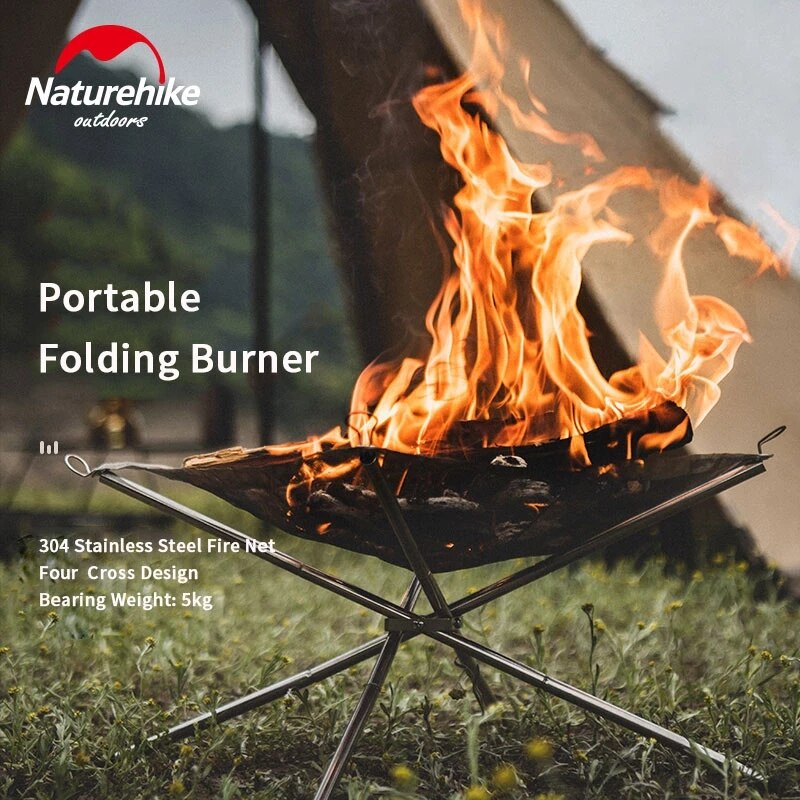 Naturehike Outdoor Fire Burn Pit Stand Portable Camping Solid Fuel Rack Folding Stove Fire Frame Heating Wood Charcoal Stove