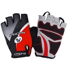NUCKILY Short Finger Cycling Gloves Polyester Road Bike Hand Wear For Adults N3555: N3552 RED / M
