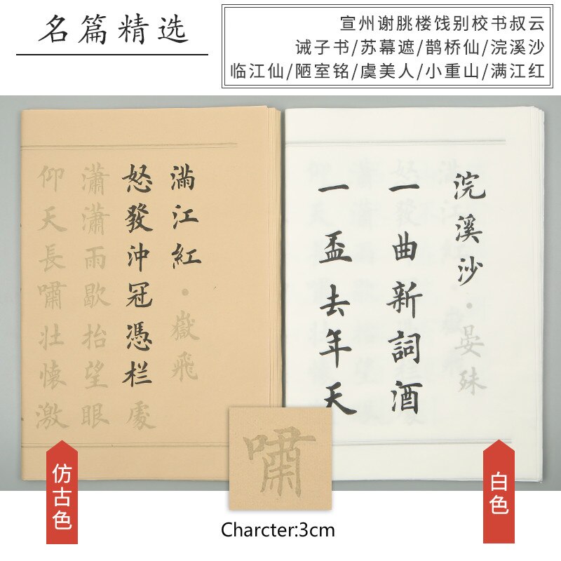Chinese Calligraphy 40sheets Medium Regular Script Copybooks Chinese Calligraphie Copybook for Beginner Xuan Paper Poem Copybook: D