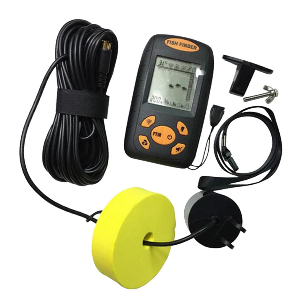 Wired Fish Finder Sonar Sensor Alarm Transducer LCD Display Digital Fish Depth Locator 328ft with Backlighting for Fishing