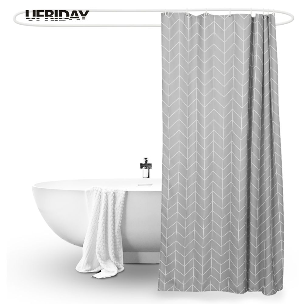 UFRIDAY Grau Streifen Dusche Vorhang Polyester Wasserdichte Schlecht Vorhang für Badezimmer Verdicken Mildewproof Badewanne Vorhänge