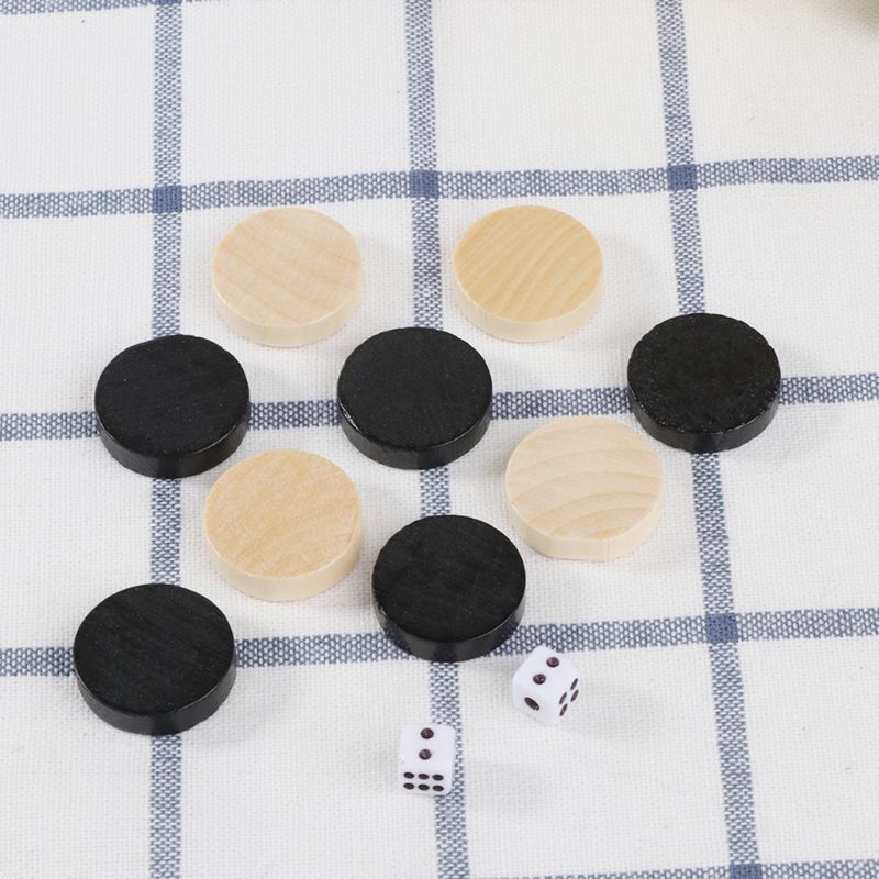 30 st träutkast pjäser backgammon schackpjäser för barn brädspel 2 tärningar  y51d