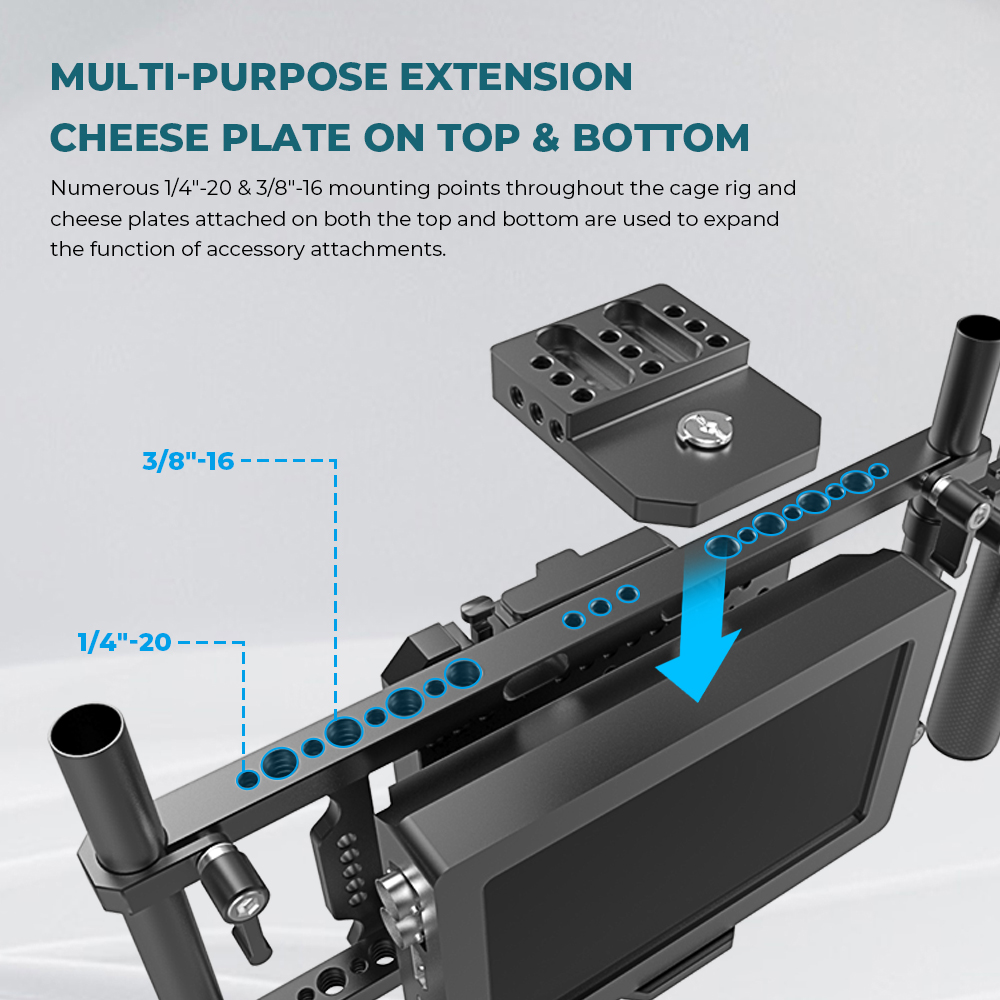 Kayulin Director's Monitor 7" & 5" Cage Rig With Battery plate & Dual Carbon Fiber Handgrip for Universal Camera Monitors