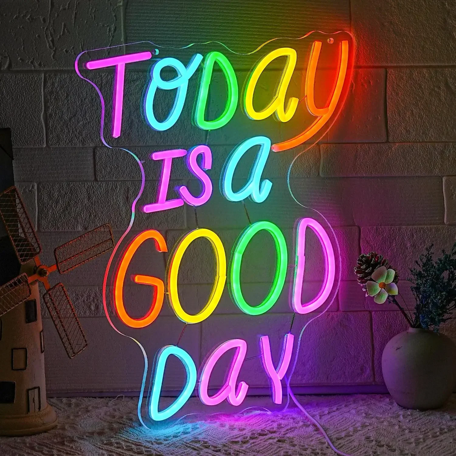 Today Is A Good Day Neon Sign - Encouraging Motivational Decor for Home, Office, or , Bright LED Light for Mood Boosting: Rose Golden