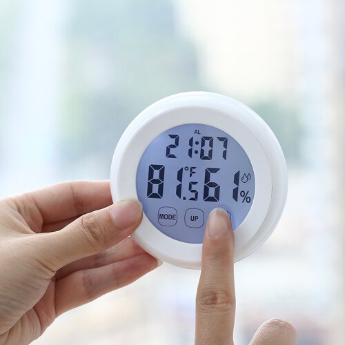 JAPAN ABS Multi-functions Digital Desk LCD Alarm Clock Thermometer & Calendar Weather Display Home Decor: Circular