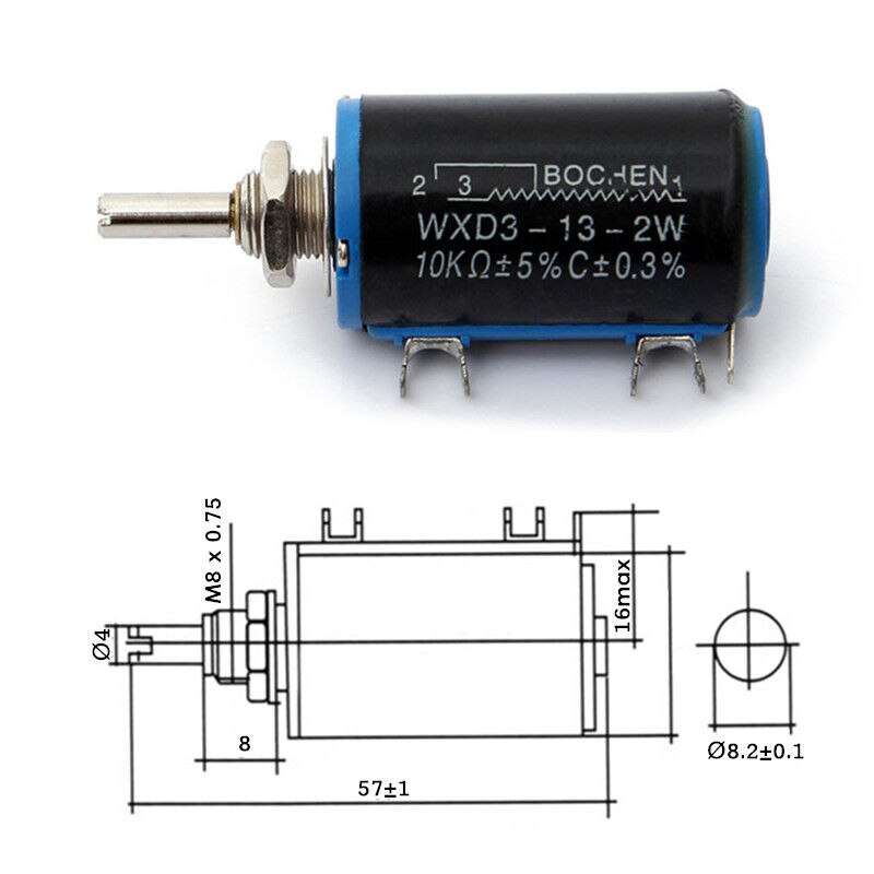 WXD3-13-2W Multi-turn Potentiometer - 1k Ohm, 2W, 10 Turns Resistance - Foto 6