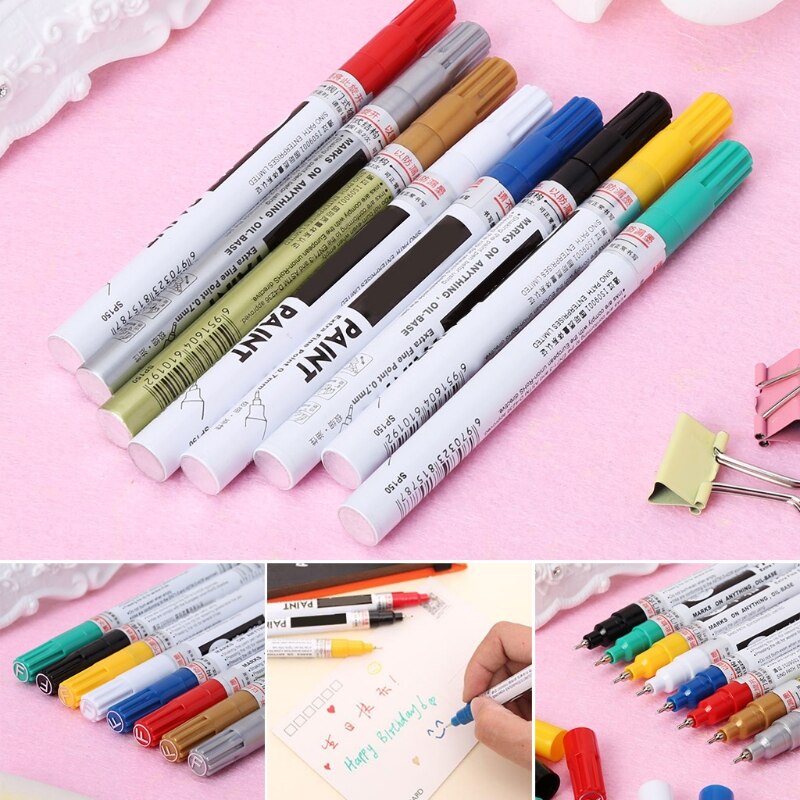 Universal 0.7mm Extra Fine Point Permanent Paint Metallic Marker Pen DIY Art D08A