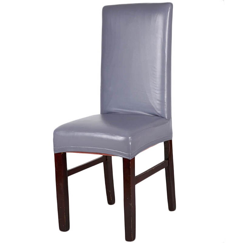 Stræk solid pu læder vandtæt spisebordsstol betræk slipcover aftagelig kort stolebetræk til hjemmefest bryllupsdekoration: 03