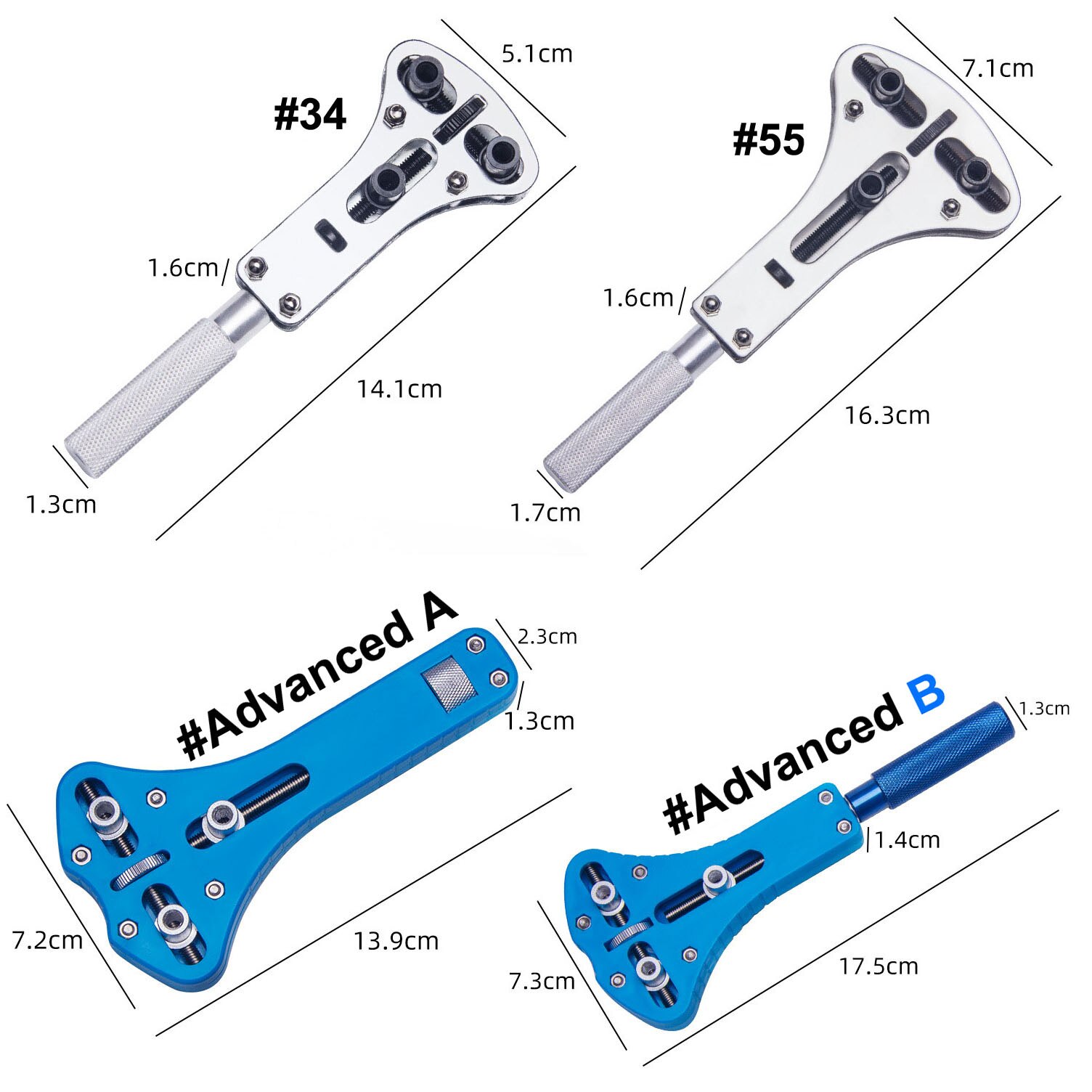 Herramienta de apertura de caja de reloj de acero sólido, tornillo ajustable de 3 garras, removedor de cubierta trasera de reloj, llave abierta, Kit de herramientas de reparación de relojero