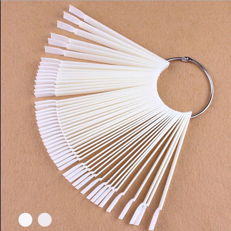 50 Pcs/Lot White Transparent False Nail Art Tips Sticks Polish Display Fan Practice Tool Board Nails Tools