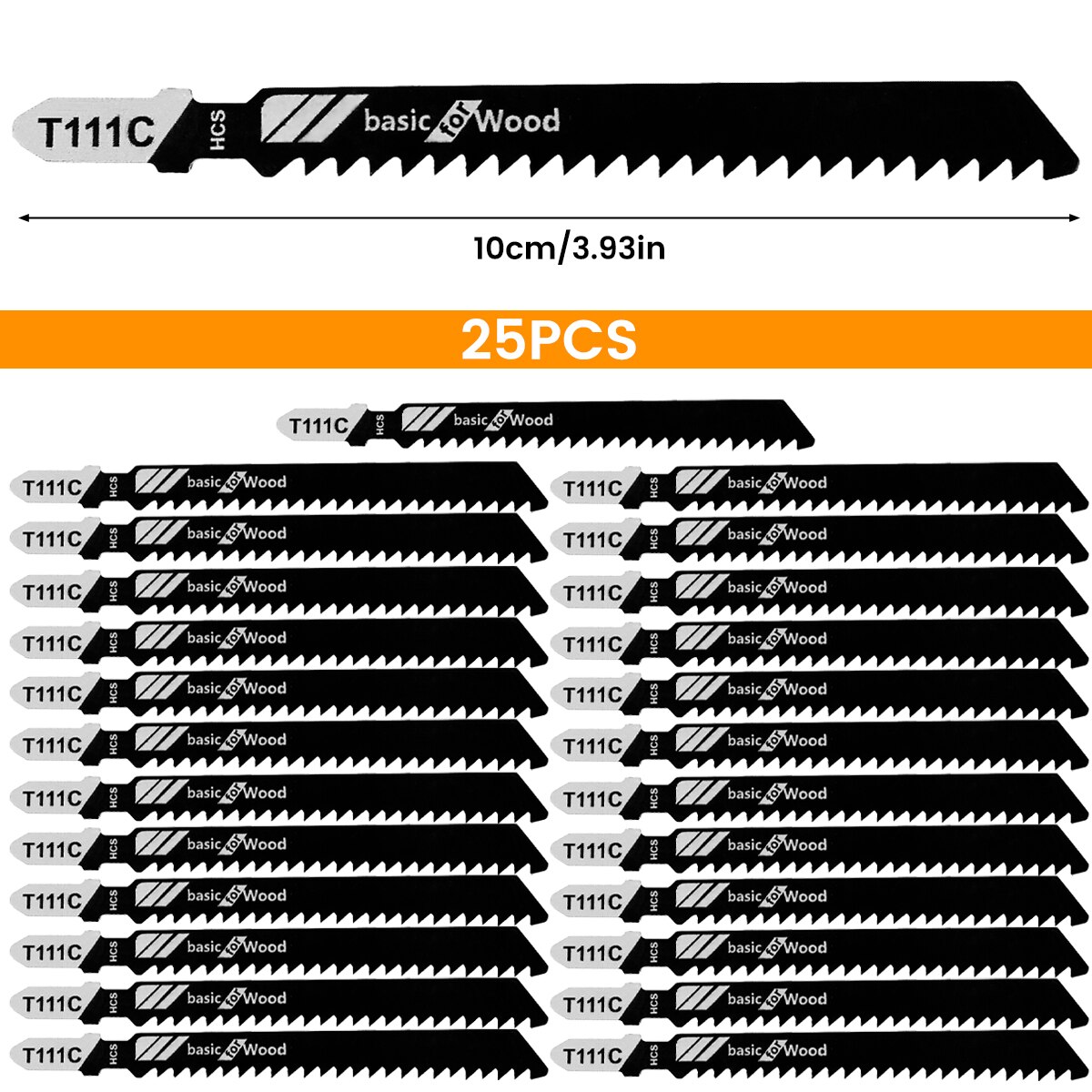 25 Stuks Jig Zaagblad Set Hcs Zaagbladen T-Schacht Snelle Cut Down Jigsaw Blade Jig Saw Cutter accessoires T101AO /T101B /T111C/T101BR: 25PCS T111C 100mm