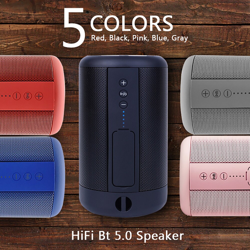 VTIN Altavoz Bluetooth inalámbrico 5,0 IPX5 impermeable 3D 360 estéreo HiFi música tarjeta TF 3,5mm AUX para IPhone/Xiaomi/Android