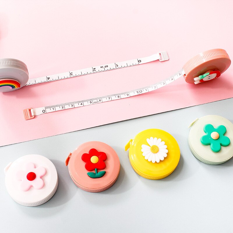 12PCs Stationery Cartoon Tape Measure Cute 1.5M Feet Double Size Measuring Scale Measurements Tape Measure Set
